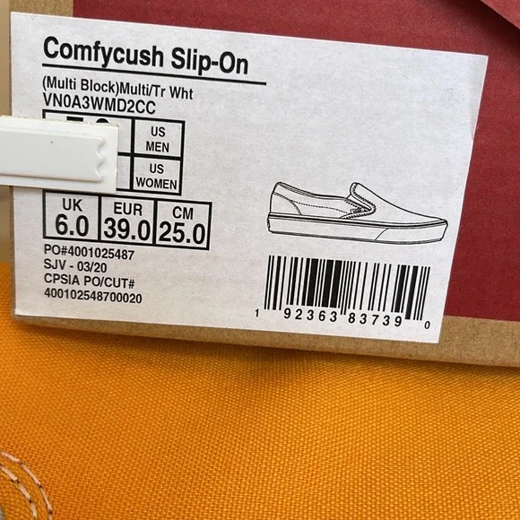 Vans Comfycush Slip-On Multi Block Multi/True White sneakers Men’s - Picture 16 of 16